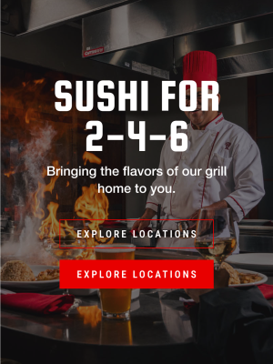 Example of section on Benihana website design displaying 'happenings' call to action