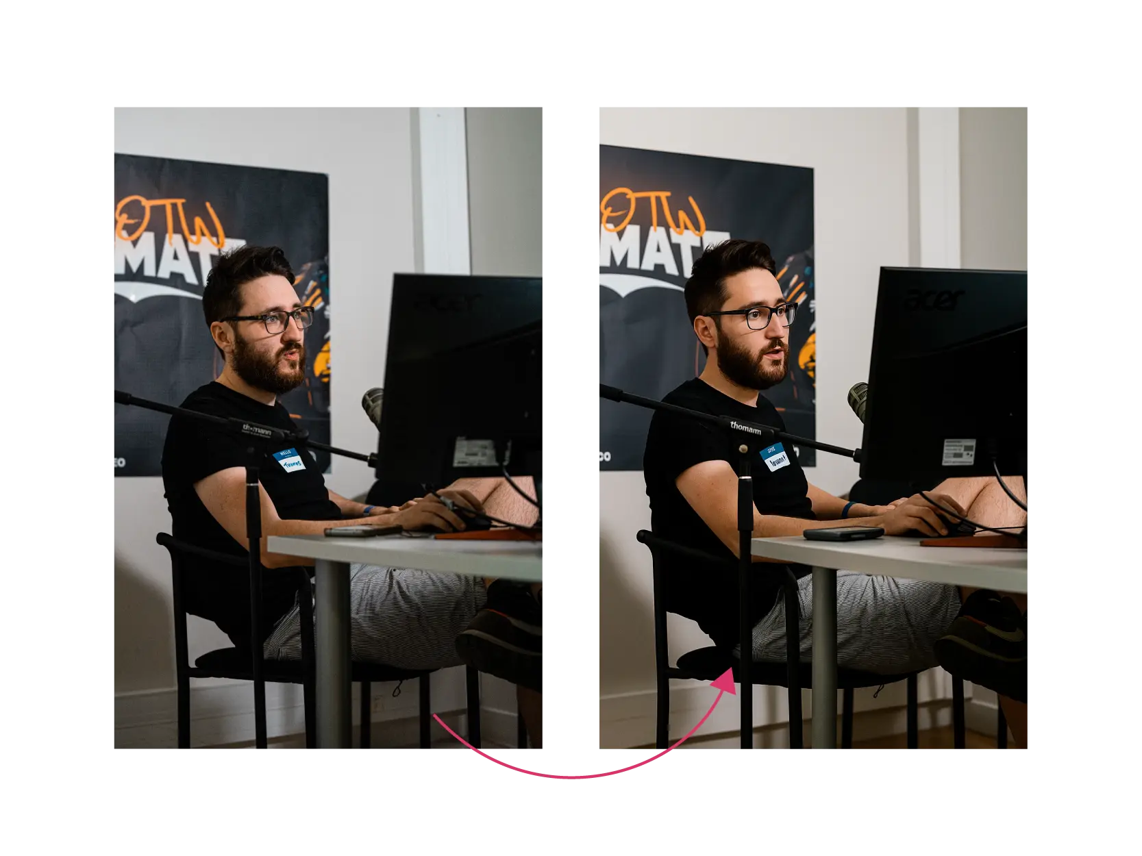 A comparison of a source image of a person and an AI generated replication of that image using an advanced prompt