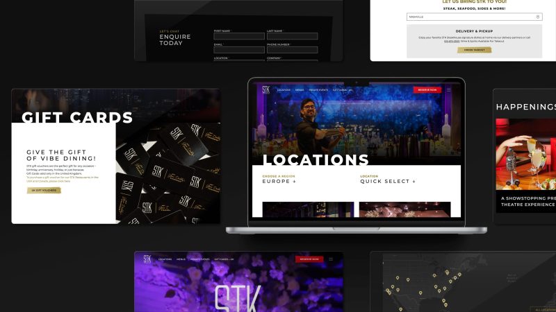Collage of website pages from STK Steakhouse