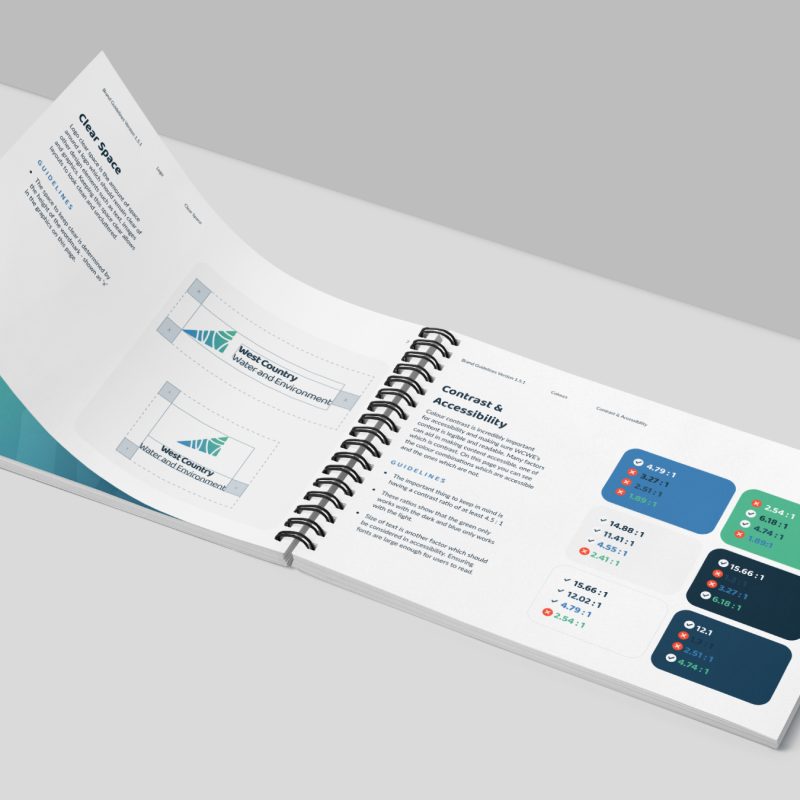 Mockup spread of the WCWE Brand guidelines