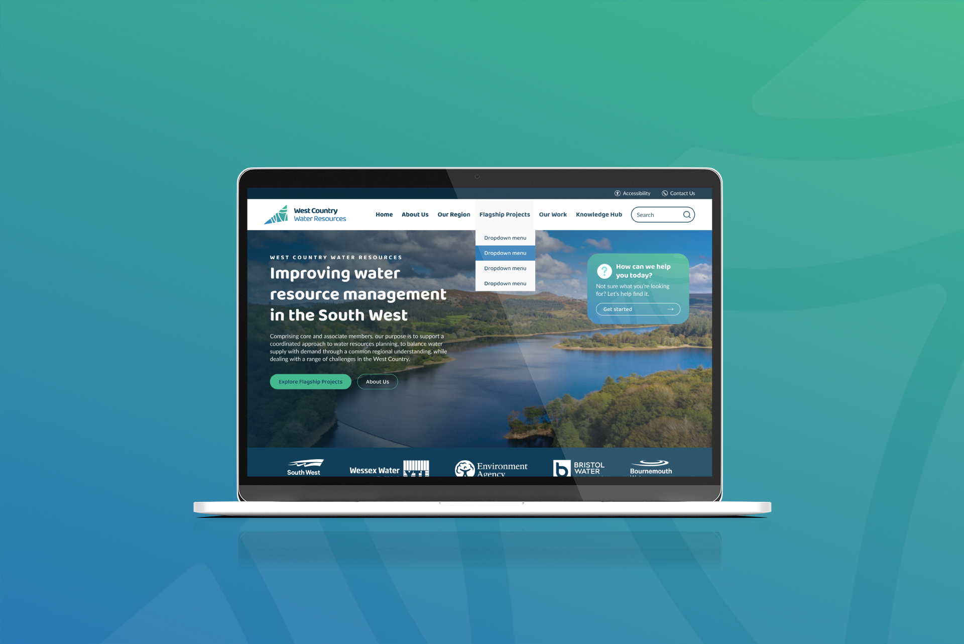 Laptop mockup of the WCWE website homepage