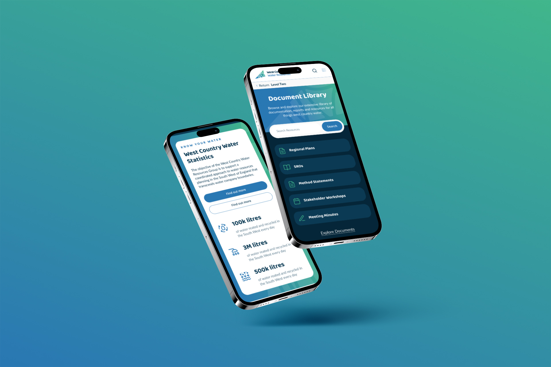 Mobile mockups of the WCWE website