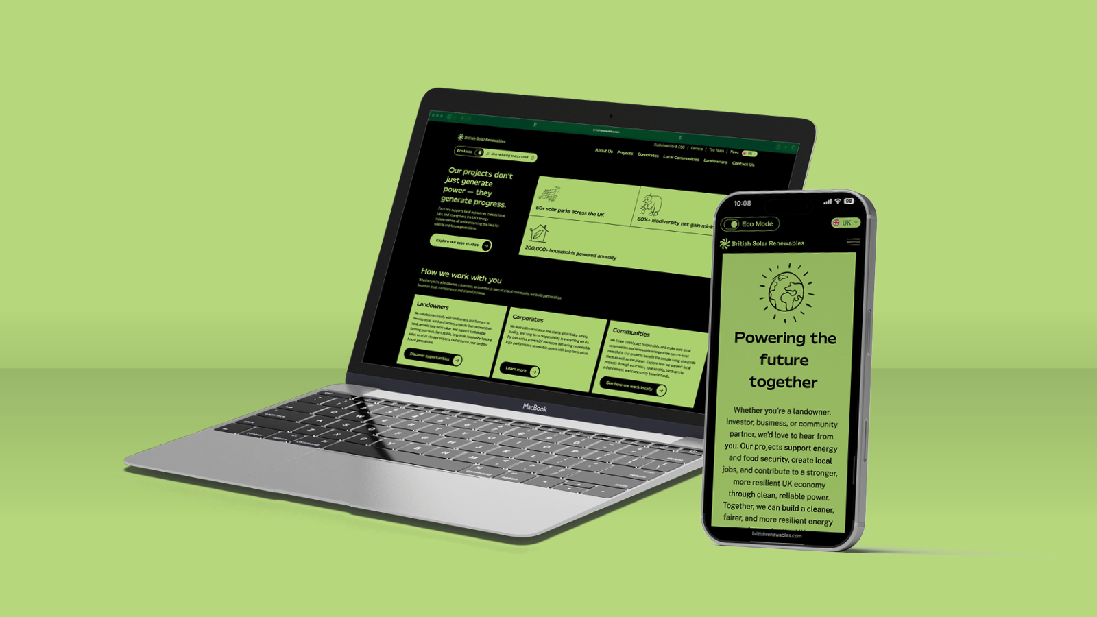 BSR website in Eco Mode on a mobile and laptop
