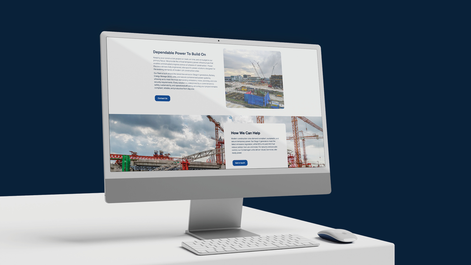 Power Electrics website shown on a iMac