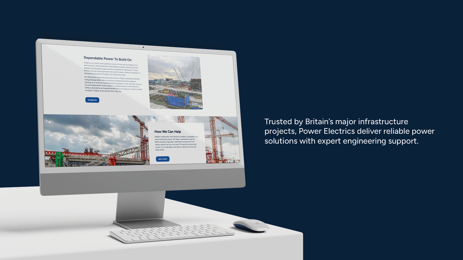 Power Electrics website shown on a iMac