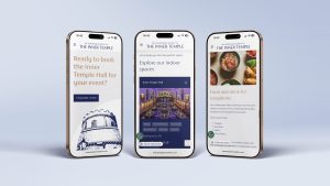 Selection of pages from the Inner Temple Venue Hire website in a mobile mockup