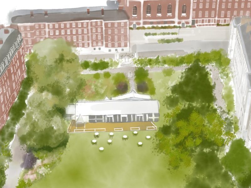 Illustrated water colour map of the Inner Temple Pavillion