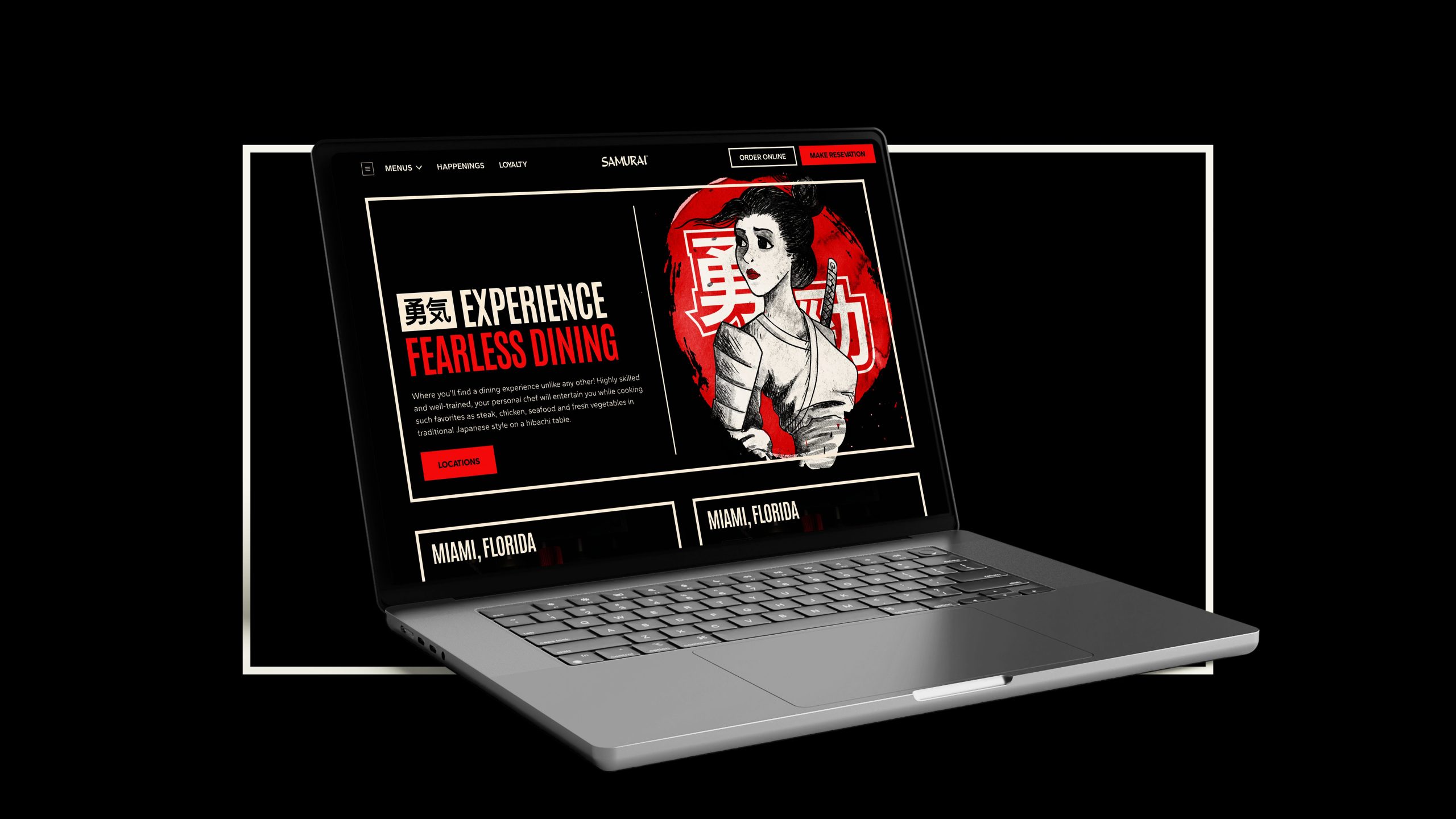Samurai website Mockup on a laptop