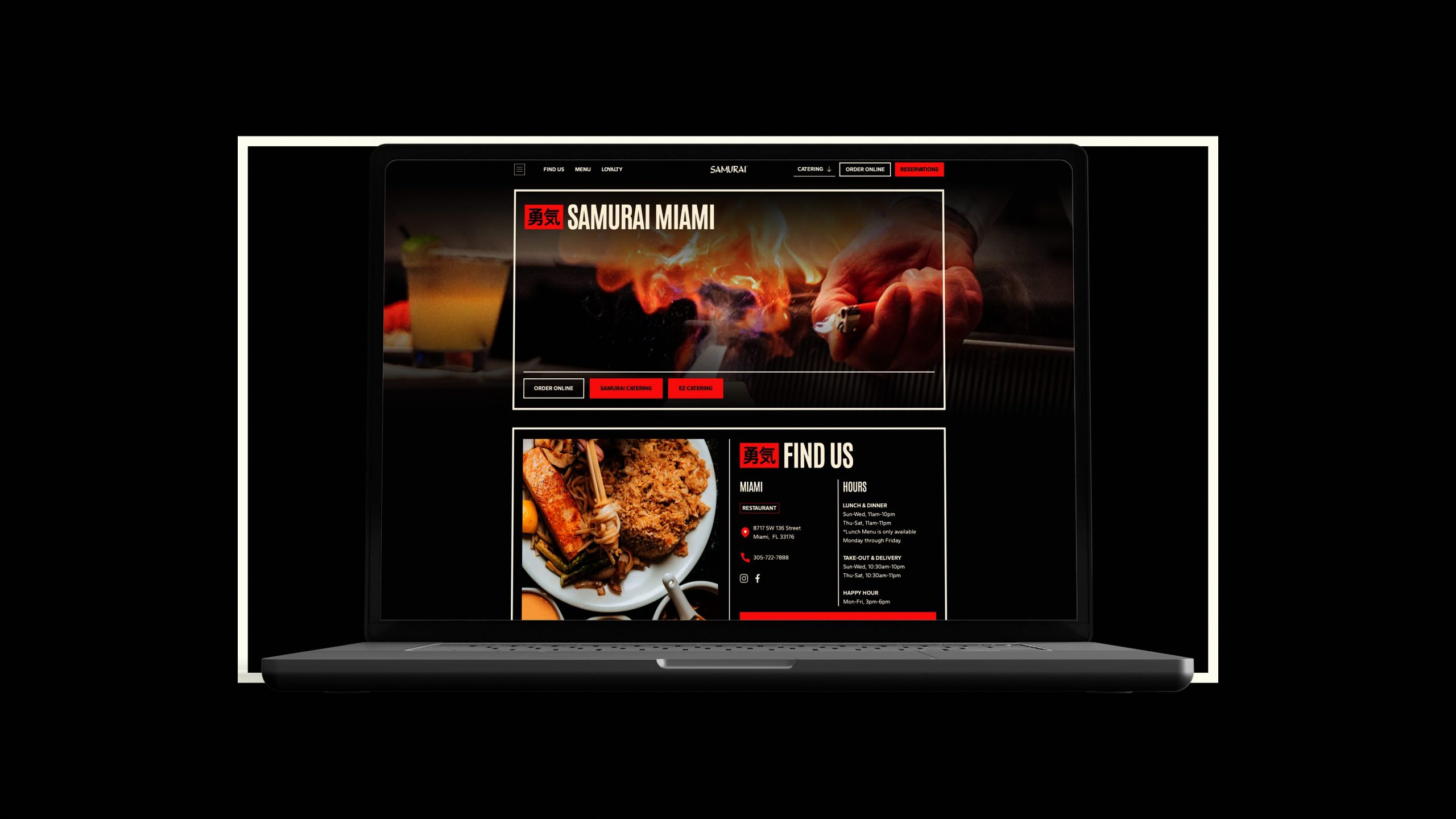 Samurai website Mockup on a laptop