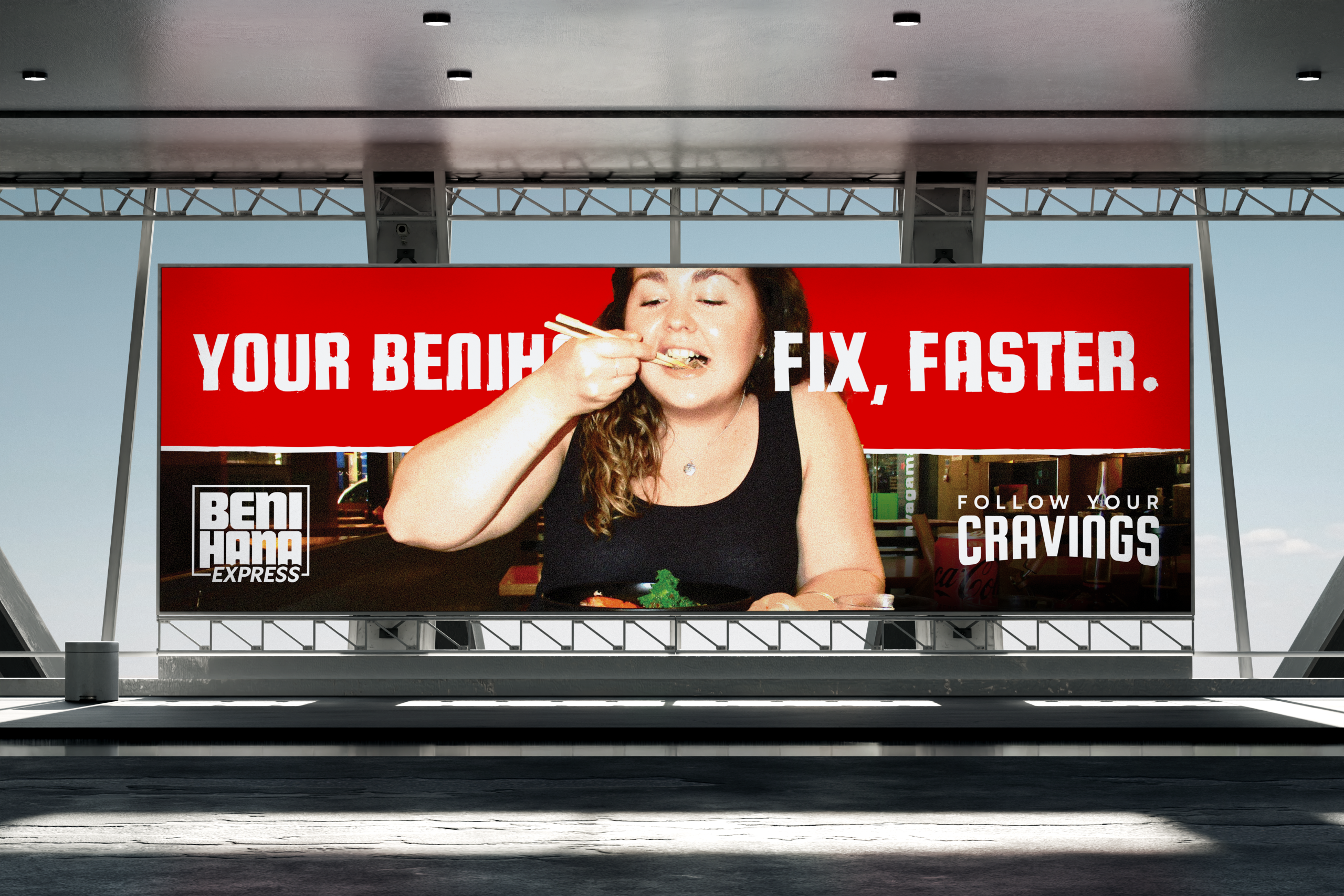 Airport terminal sign mock up for Benihana Express